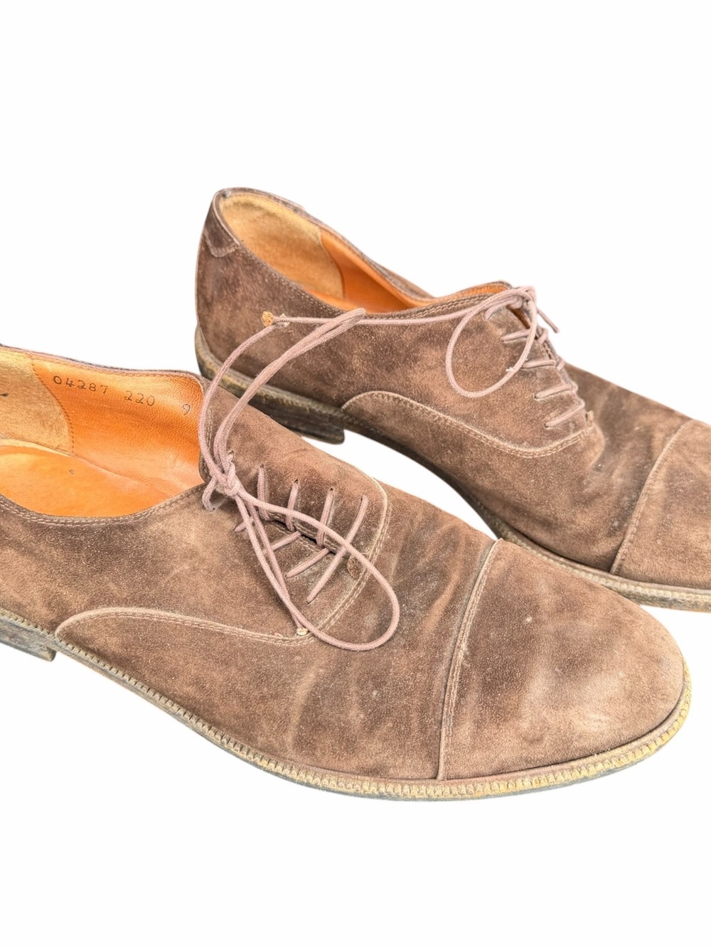 Salvatore Ferragamo Studio Brown Suede Cap Toe Oxford Mens Dress Shoes 9 D Italy